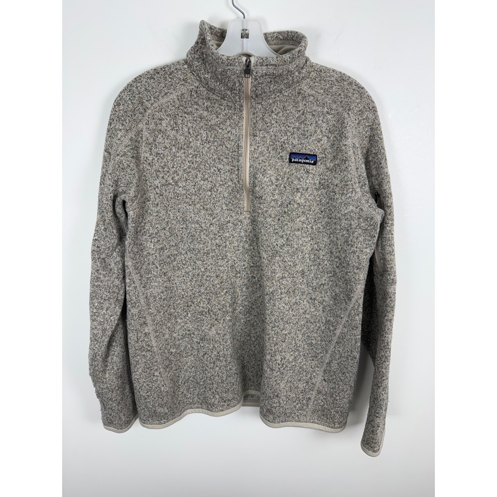 Patagonia Better Sweater 1/4 Zip Fleece Pullover Oatmeal Speckled Gray Womens L